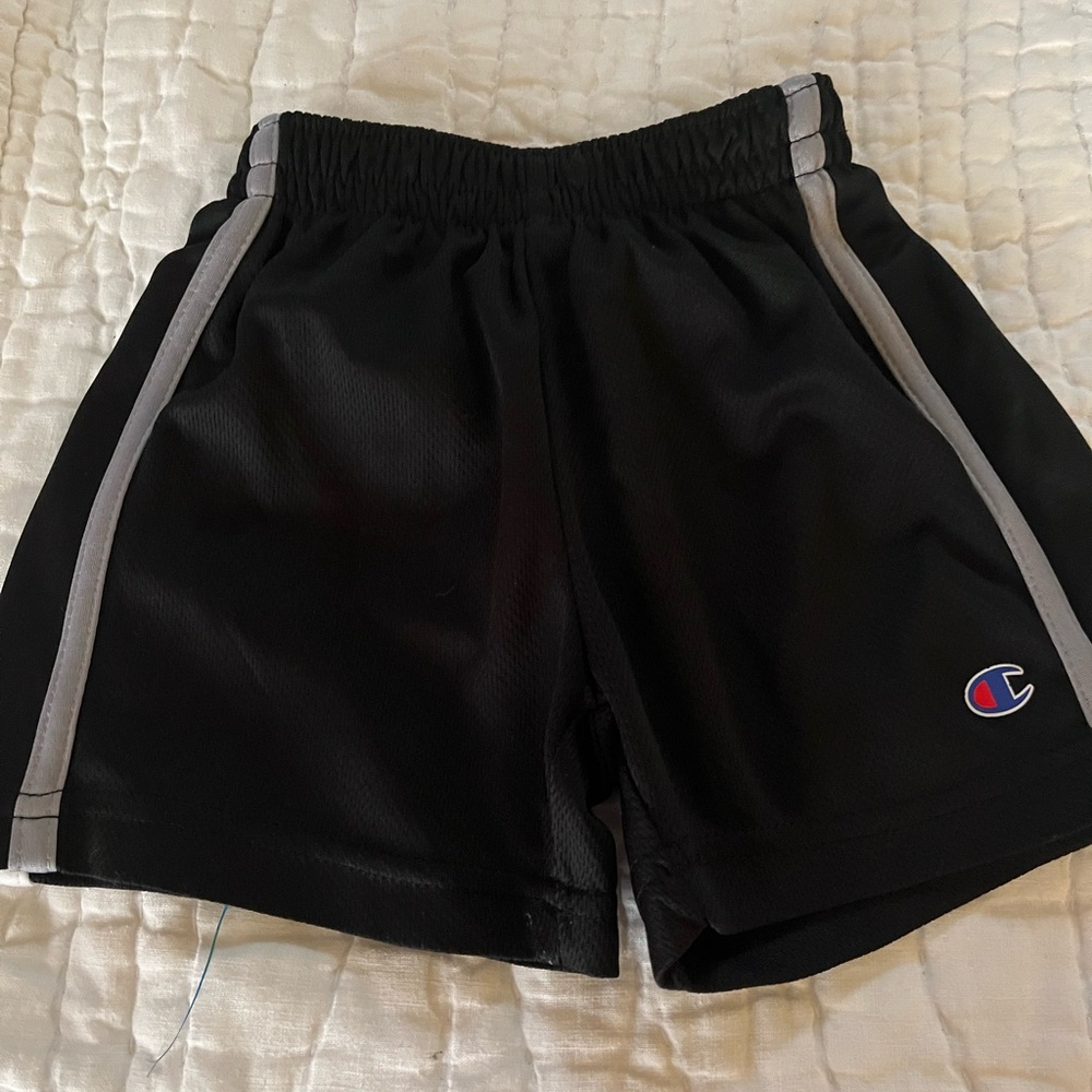 Toddler 24 months black champion shorts with white stripe